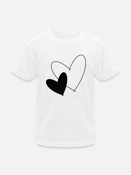 Zwei Herzen - Kinder Funktions-T-Shirt - Weiß - Vorne