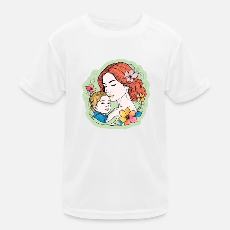 Mutter Kind Muttertagsmotiv - Kinder Funktions-T-Shirt - Weiß