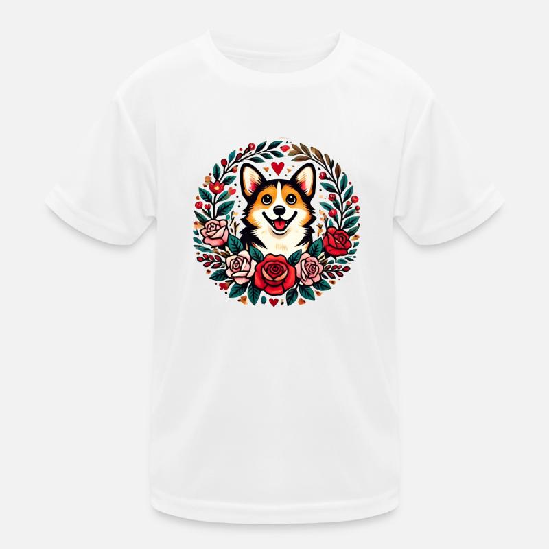 Corgi - Kinder Funktions-T-Shirt - Weiß