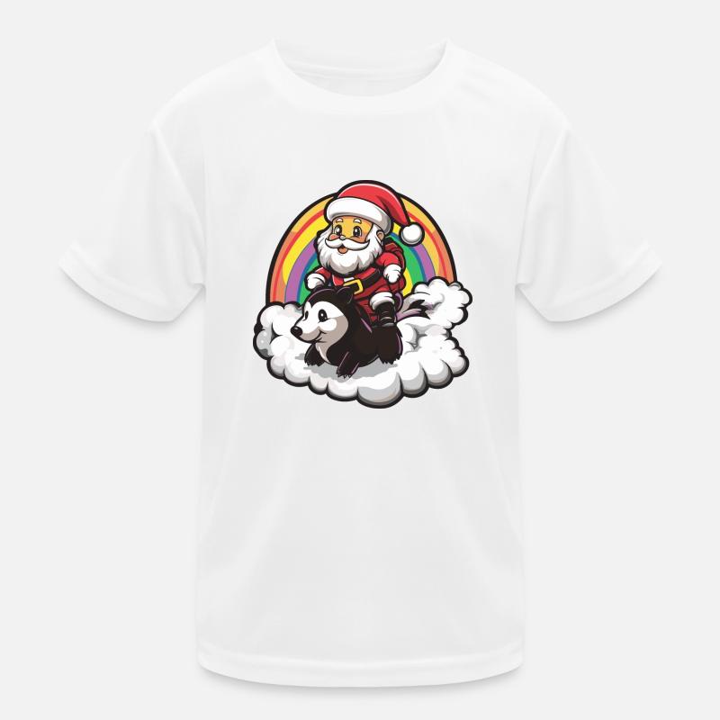 Stinktier Weihnachtsmann Regenbogen Kinder Funktions-T-Shirt