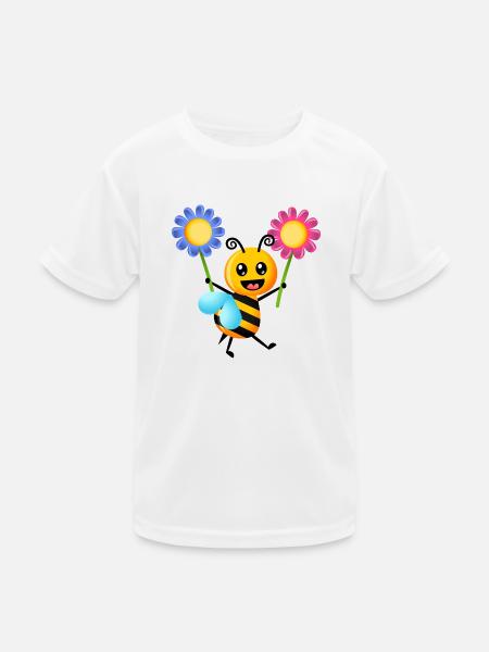 Cartoon Bumble Bee - Kids Functional T-Shirt - white - Front