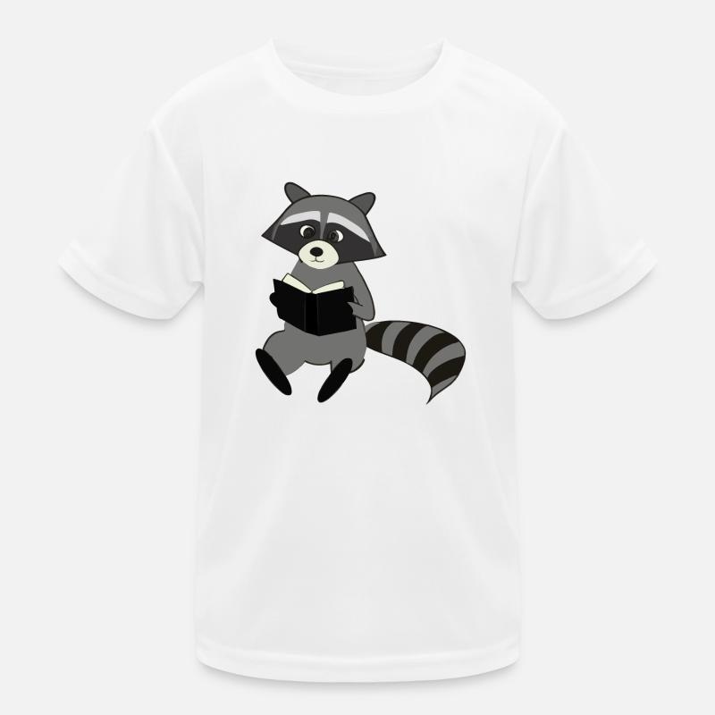 Waschbär liest Buch Geschenkidee Kinder Funktions-T-Shirt