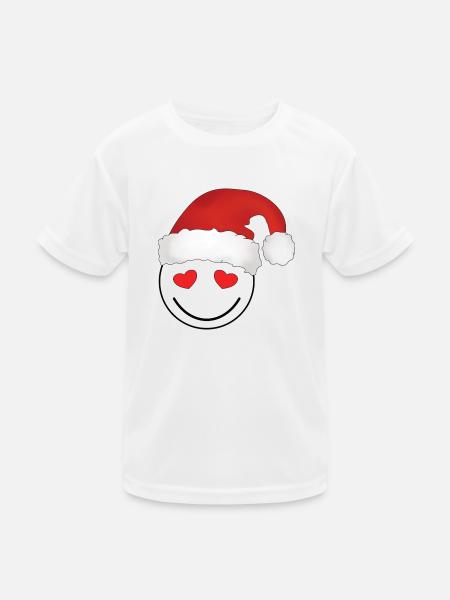 Weihnachtlicher Smily - Kinder Funktions-T-Shirt - Weiß - Vorne