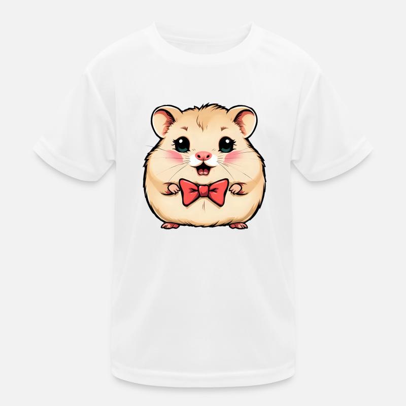 Charming Hamster in a Red Bow Tie Kids Functional T-Shirt