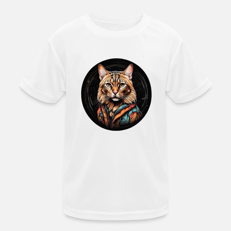 Portrait de chat du Bengale technique aquarelle T-shirt sport Enfant