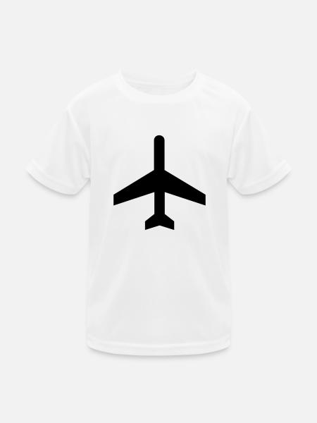 Flugzeug,Jet,Flughafen,Landebahn - Kinder Funktions-T-Shirt - Weiß - Vorne