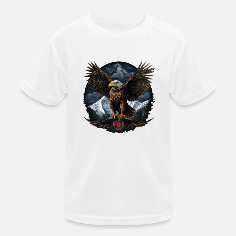 Bald Eagle Design with Mountains Kids Functional T-Shirt