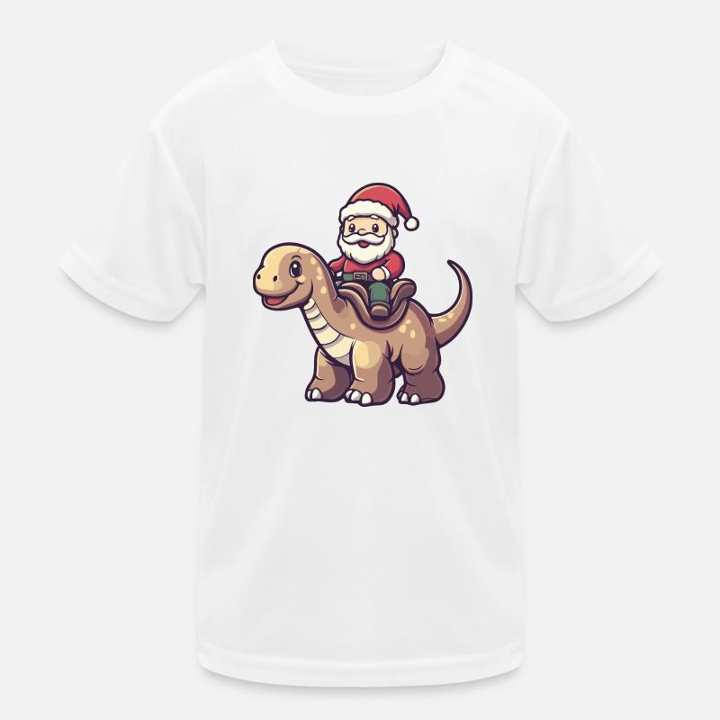 Dinosaurier brontosaurus Weihnachtsmann Cartoon Kinder Funktions-T-Shirt