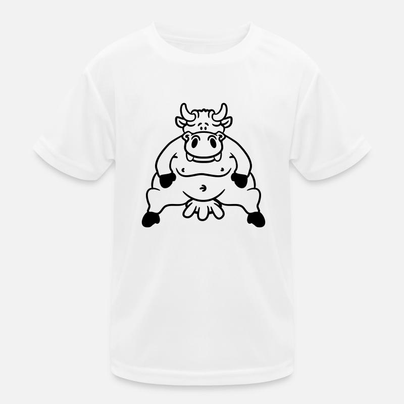 Fette Sitzende Dicke Euter Kuh Kinder Funktions-T-Shirt