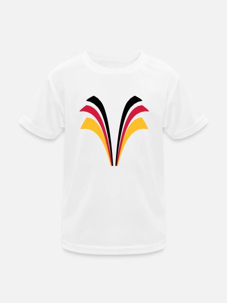 Strip lines flag of Germany - Kids Functional T-Shirt - white - Front