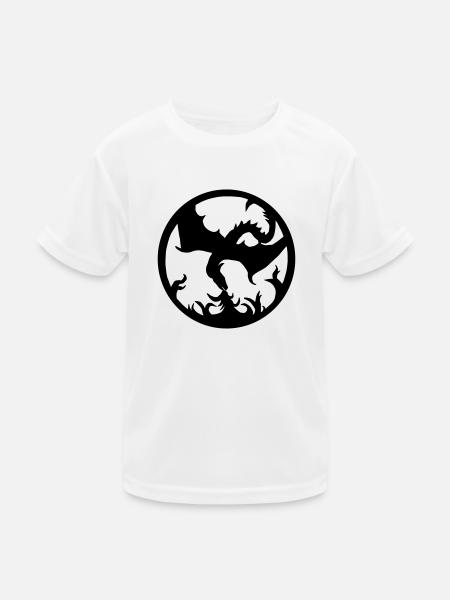 Dragon Fire - Kinder Funktions-T-Shirt - Weiß - Vorne