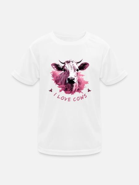 Ich liebe Kühe - Kinder Funktions-T-Shirt - Weiß