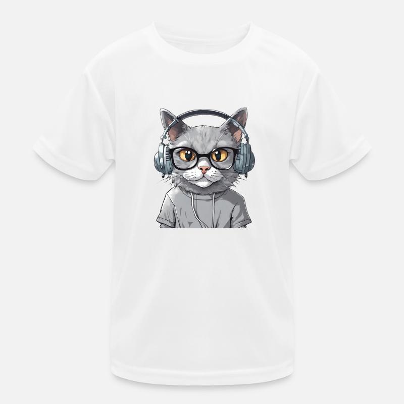 Grey Cat Web Developer Kids Functional T-Shirt