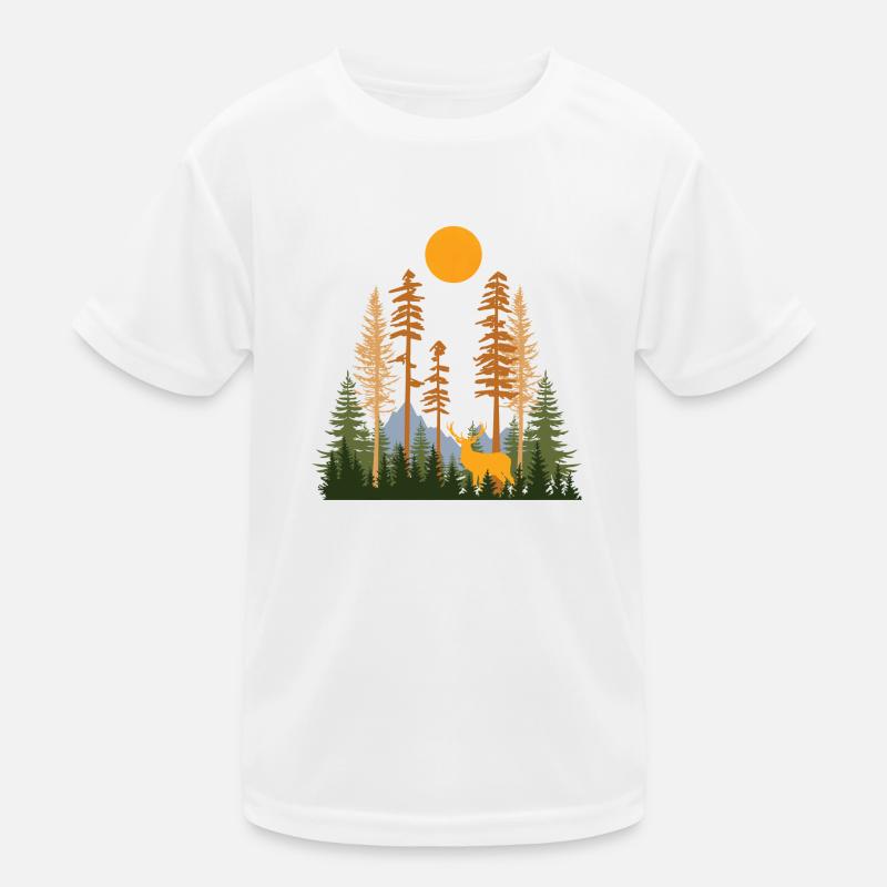 Versteckter Wald und Hirsche Kinder Funktions-T-Shirt