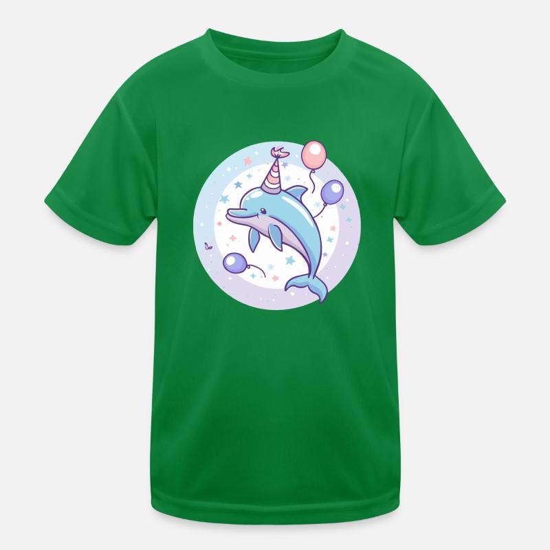 Dolphin Birthday Baby Kids Functional T-Shirt