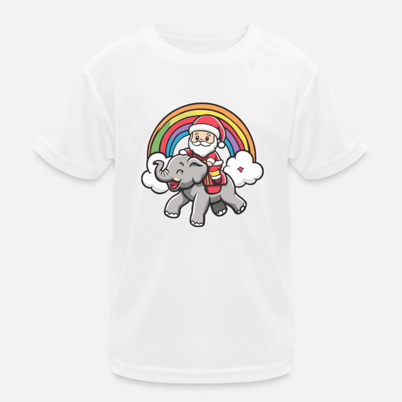 Mammut Weihnachtsmann Regenbogen Kinder Funktions-T-Shirt