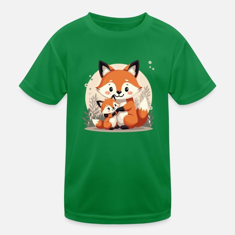 Papa Fox with Baby Fox Kids Functional T-Shirt