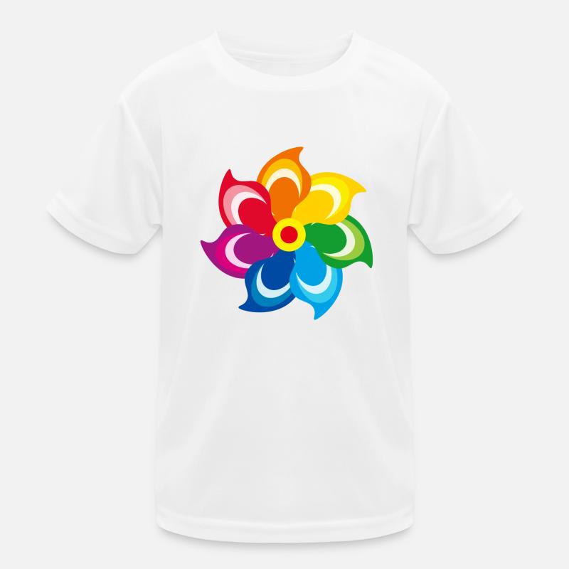 Windmill rainbow summer meadow spring colors Kids Functional T-Shirt