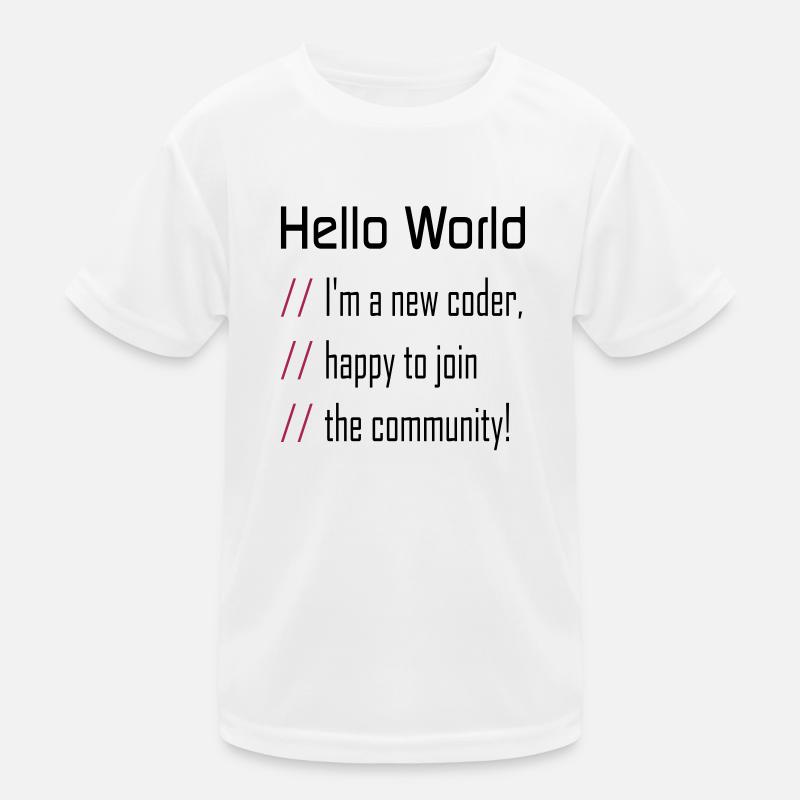 Hallo Welt, mein neuer Programmierer Kinder Funktions-T-Shirt