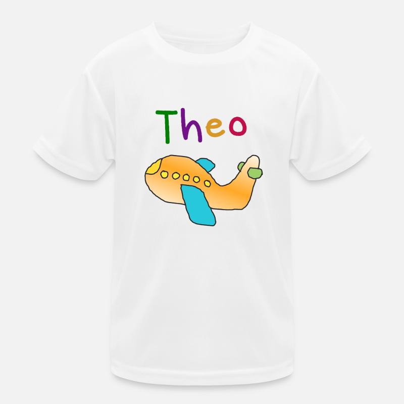 Theo Vorname Flieger Junge Flugzeug Name Geschenk Kinder Funktions-T-Shirt