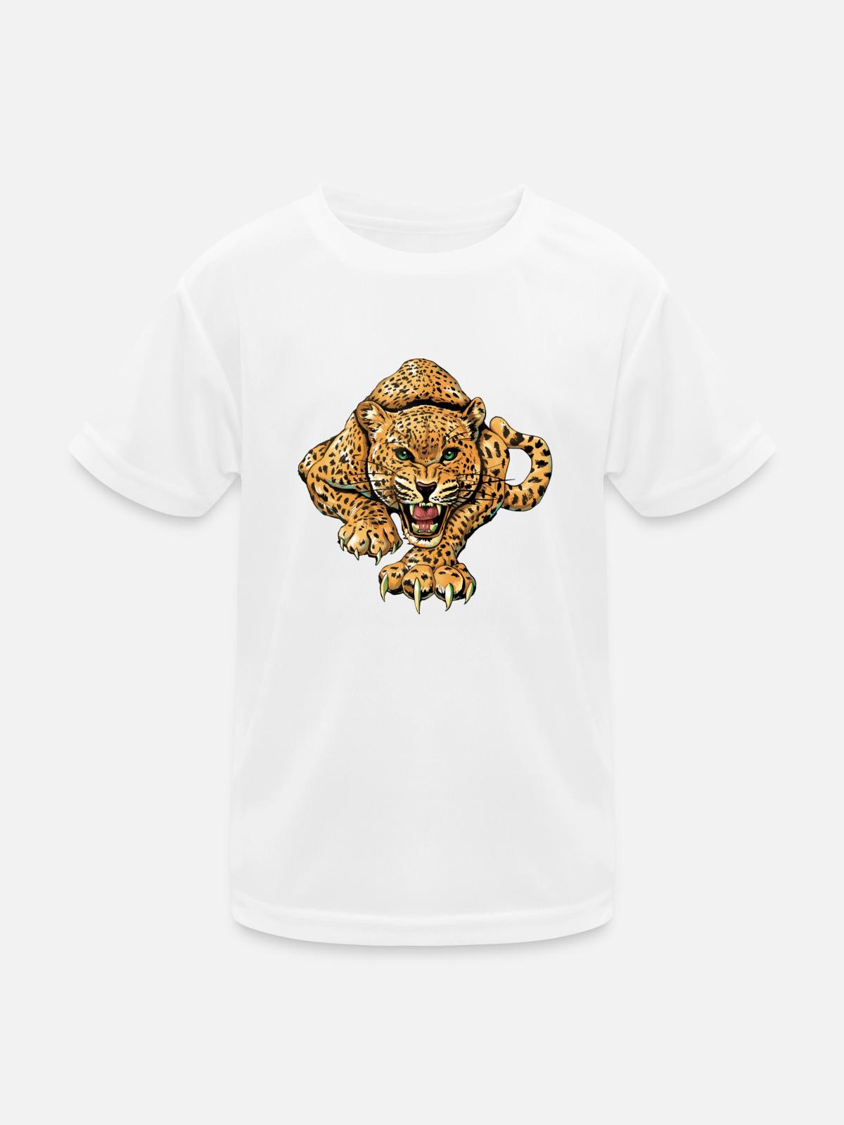 Leopard - Kinder Funktions-T-Shirt - Weiß - Vorne