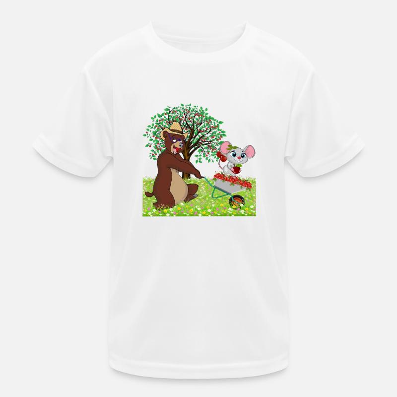 Bär mit Maus auf einer Wiese Kinder Funktions-T-Shirt