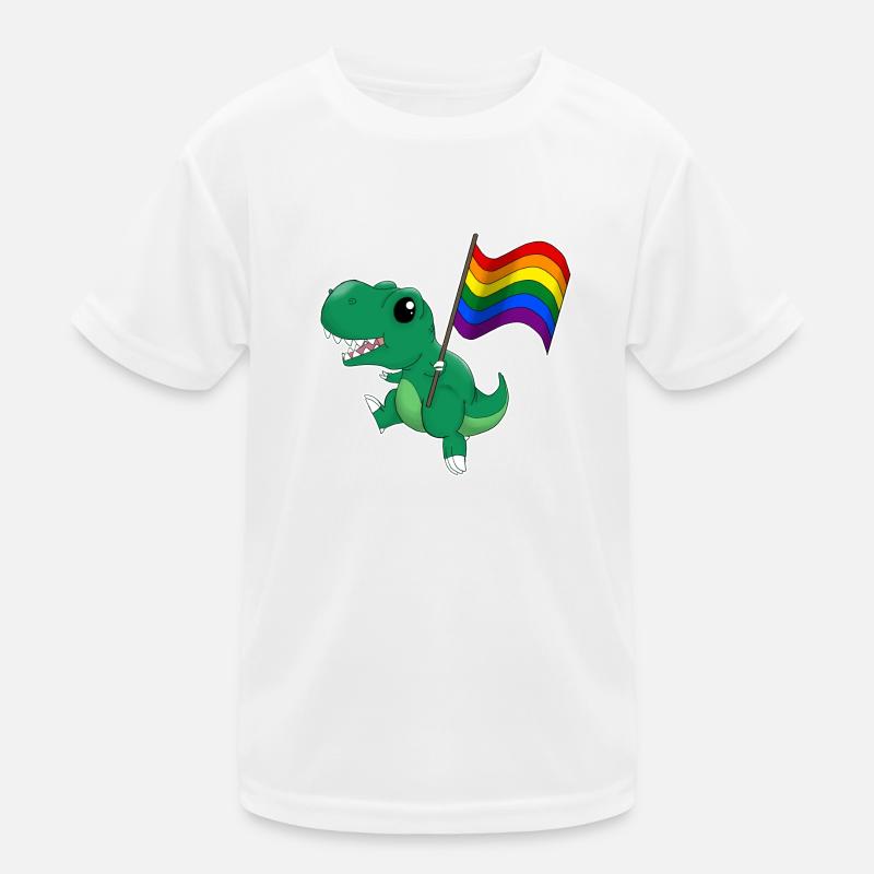 Regenbogen Dinosaurier T-Rex Pride Kinder Funktions-T-Shirt