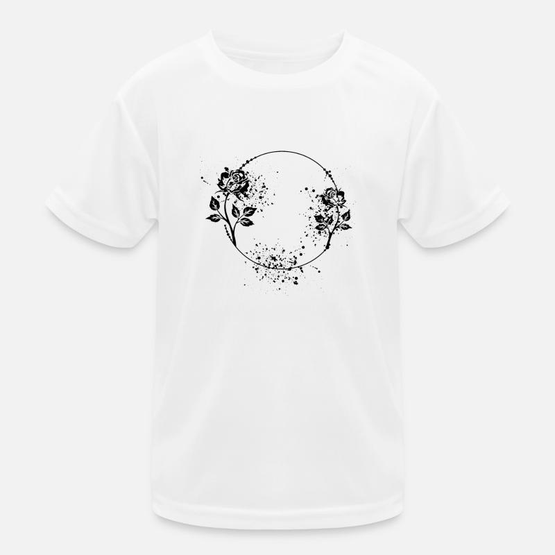 Runder Rosen Rahmen mit Farbflecken Kinder Funktions-T-Shirt