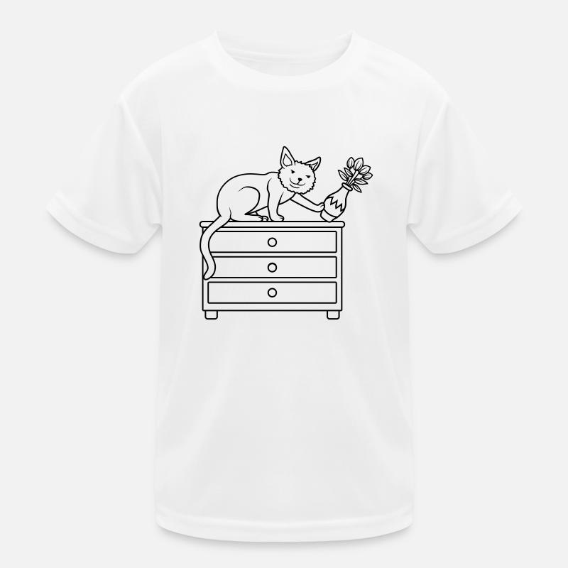 Flower vase knocked over evil cat Kids Functional T-Shirt