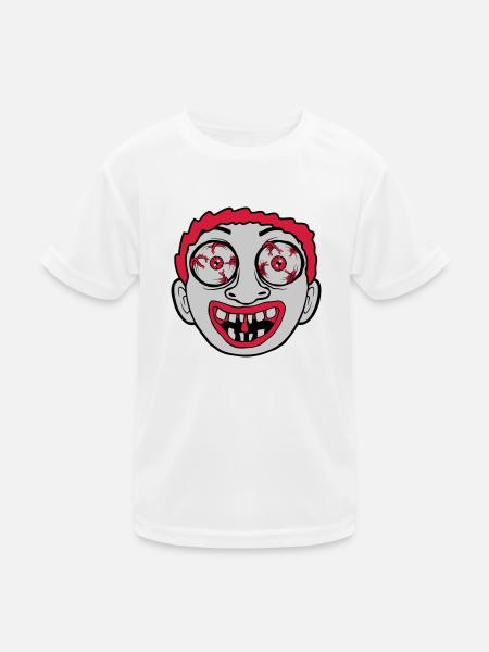 Crazy creepy horror face - Kids Functional T-Shirt - white - Front