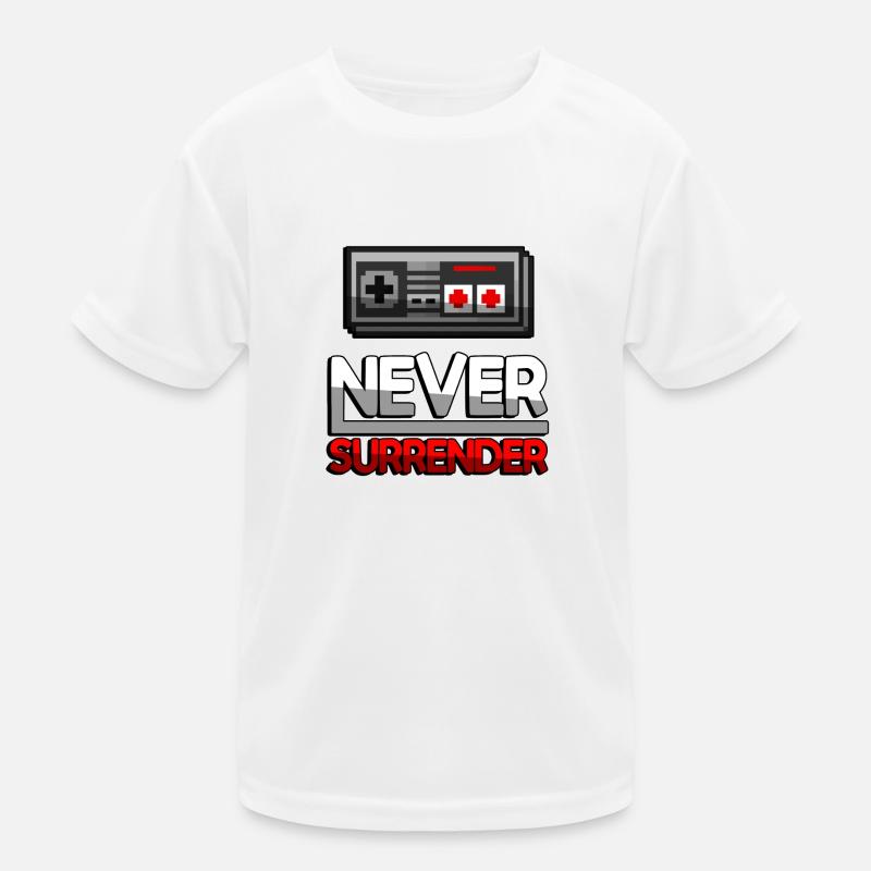 NEVER SURRENDER (Rot) + NES Controller - Gaming Kinder Funktions-T-Shirt