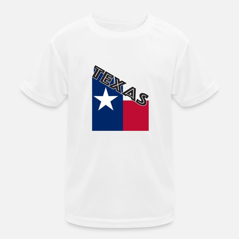 Texas Abgewinkelter Flaggentext Kinder Funktions-T-Shirt