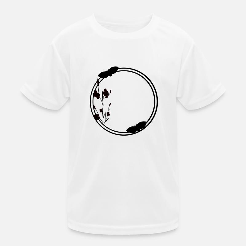 Cercle de cadre de printemps en fleurs noires T-shirt sport Enfant
