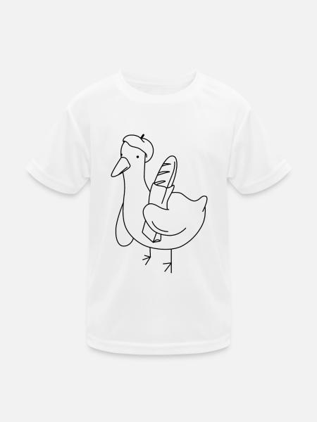 Baguette Ente - Kinder Funktions-T-Shirt - Weiß - Vorne
