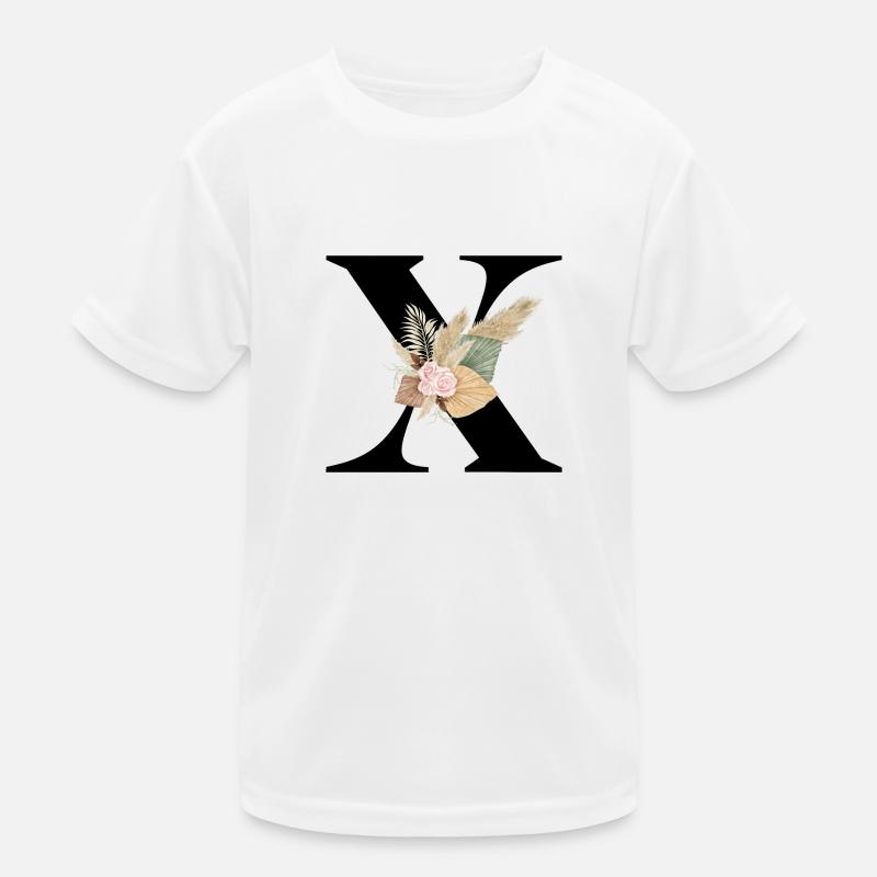 letter X flowered Kids Functional T-Shirt