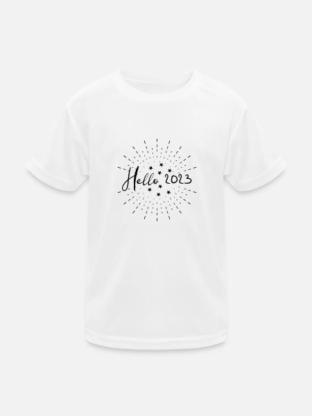 Hello 2023 - Kinder Funktions-T-Shirt - Weiß - Vorne