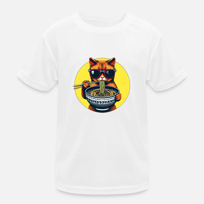 Le chat cool aime la conception de nouilles ramen T-shirt sport Enfant