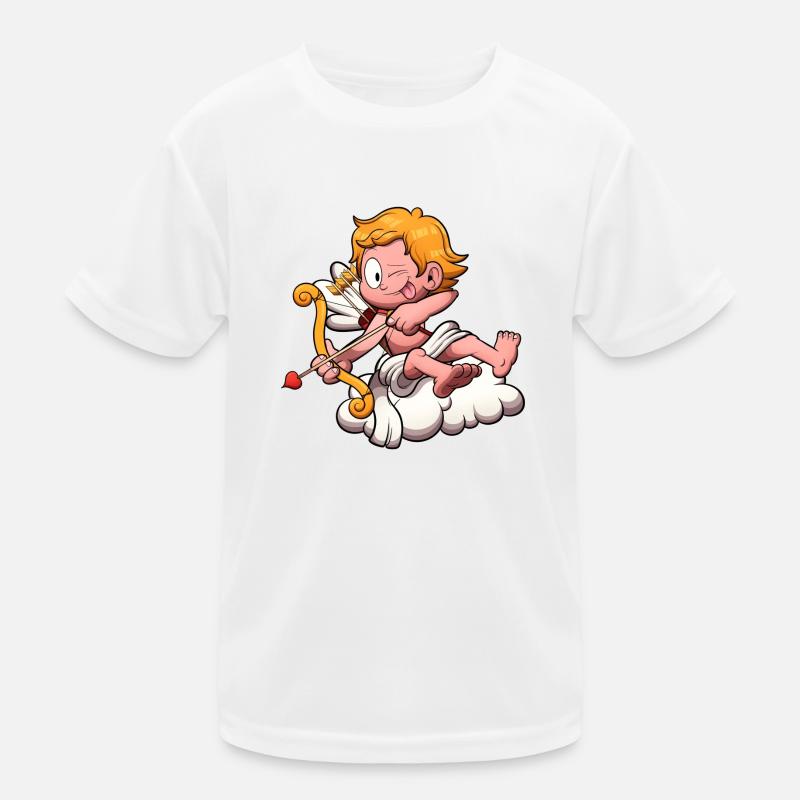 Amor auf Wolke mit Pfeil und Bogen Kinder Funktions-T-Shirt