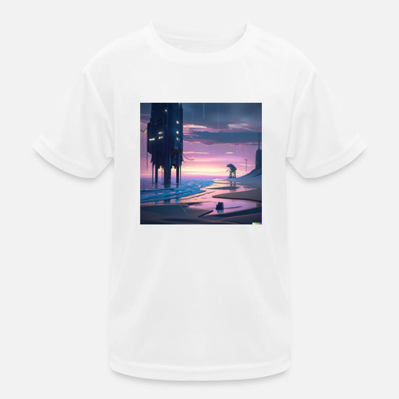 Future beach digital art Kids Functional T-Shirt