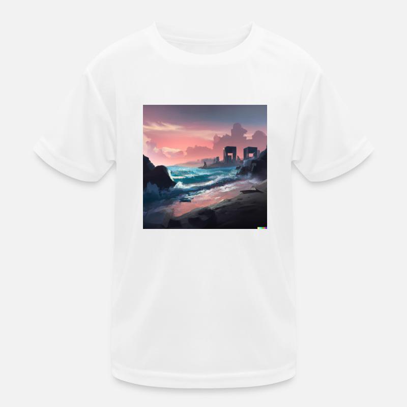 Future dystopian beach digital art Kids Functional T-Shirt
