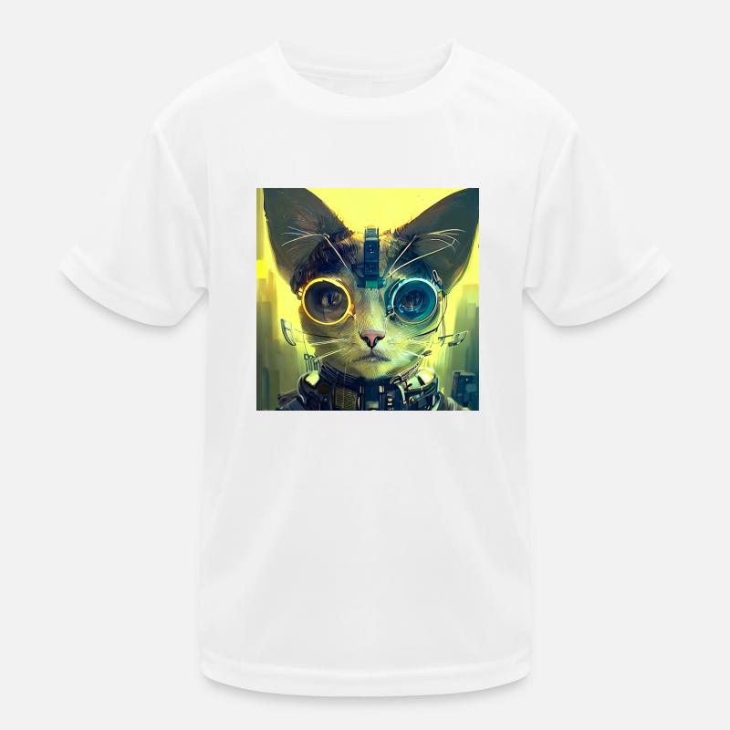 Futuristic cat Kids Functional T-Shirt