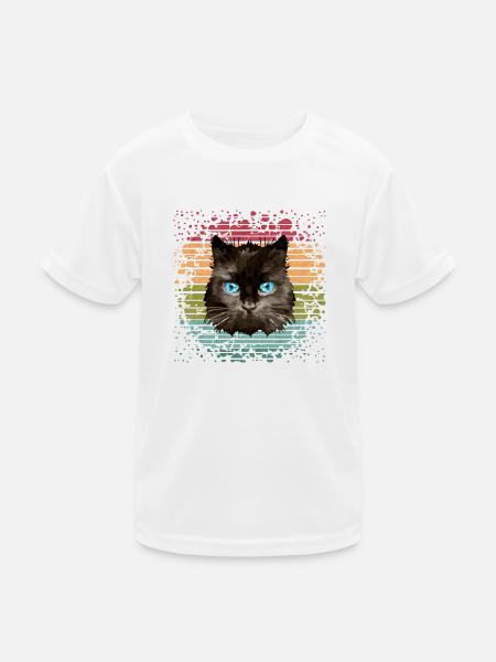 Katze - Kinder Funktions-T-Shirt - Weiß