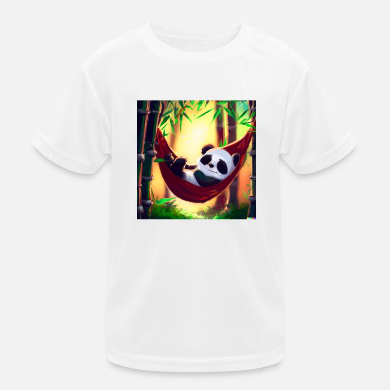 Cute panda bear in a hammock Kids Functional T-Shirt