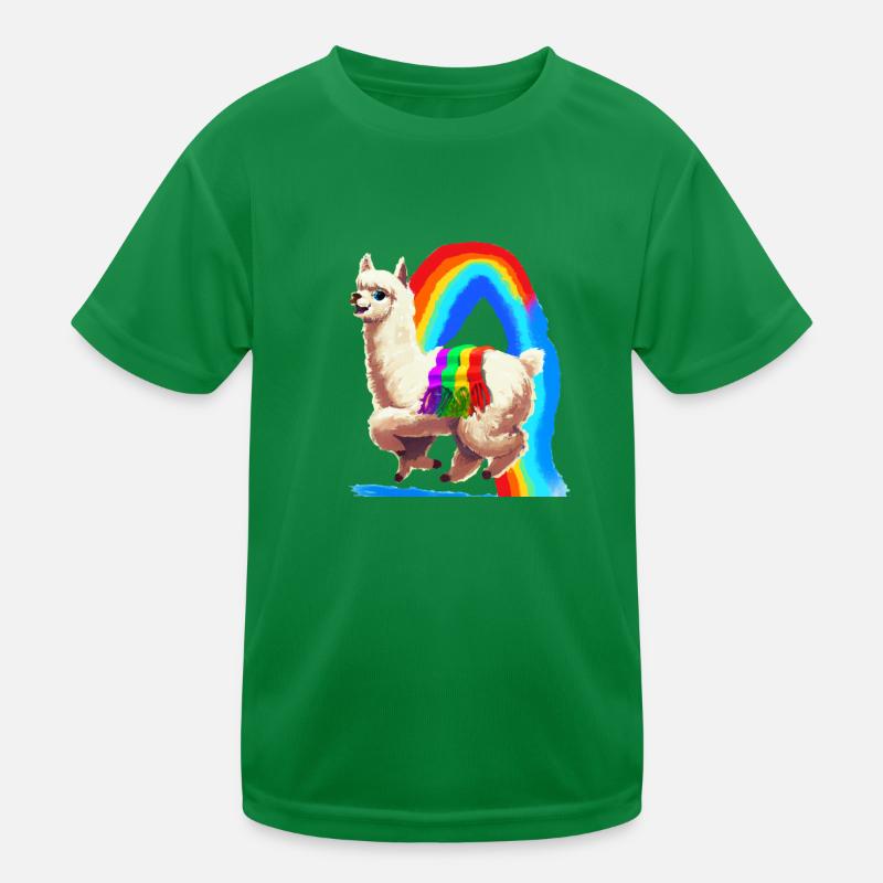 Regenbogen Alpaka Kinder Funktions-T-Shirt