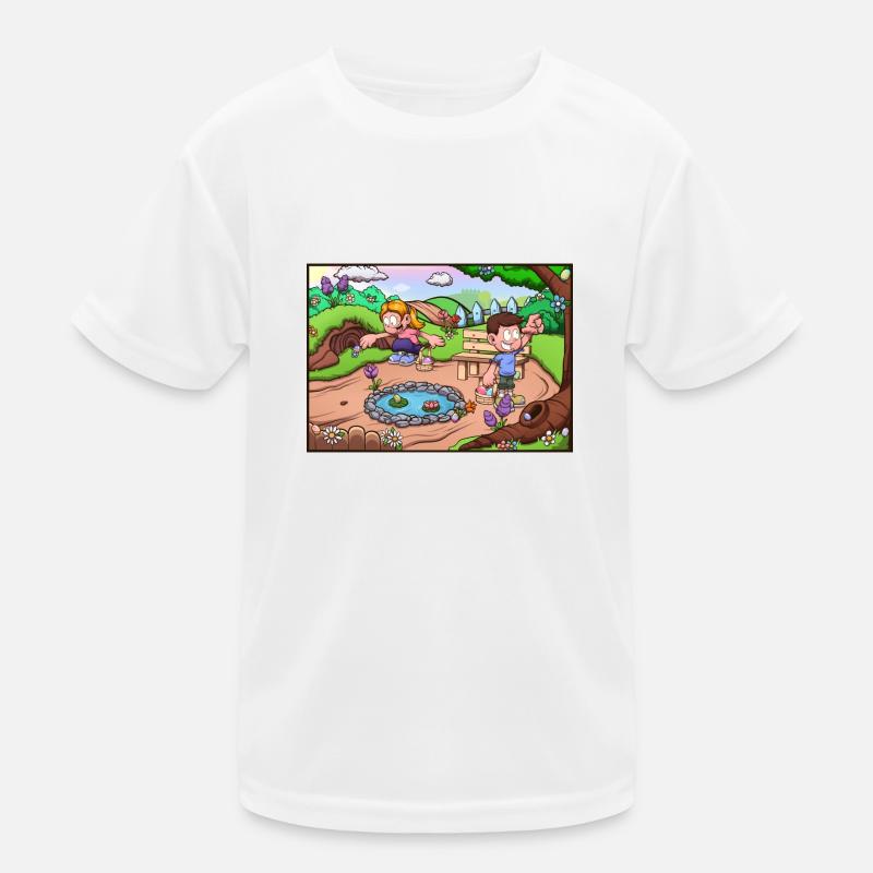 Kids Doing An Easter Egg Hunt Kids Functional T-Shirt