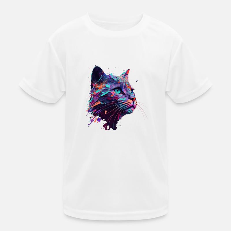 Psychedelic Cat - Kids Functional T-Shirt - white