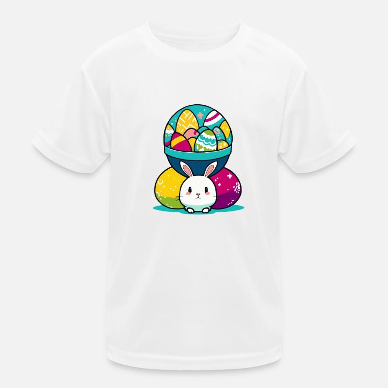 Osterhasen Ei mit Eierkorb Kinder Funktions-T-Shirt