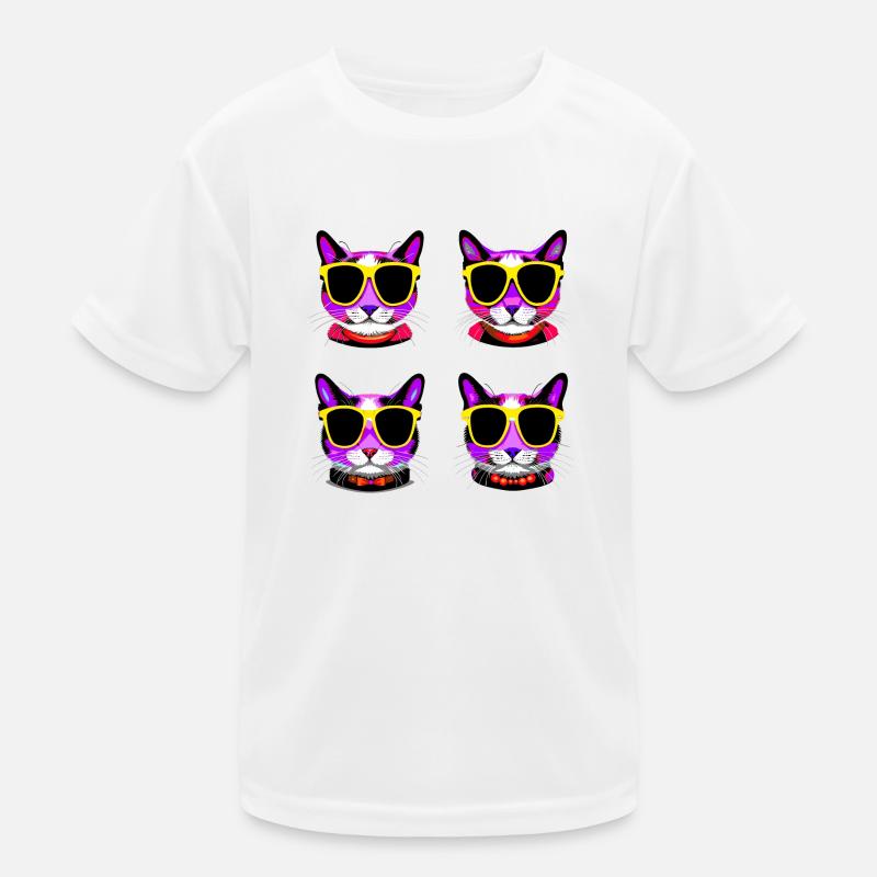 Cat Glasses Purple Kids Functional T-Shirt