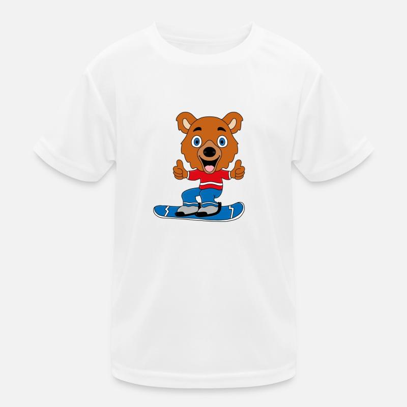 TEDDY - BÄR - TEDDYBÄR - SNOWBOARD - TIER Kinder Funktions-T-Shirt