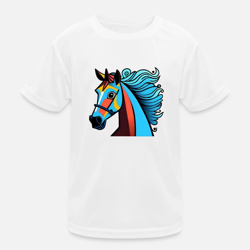Buntes Pferdeportrait Kinder Funktions-T-Shirt
